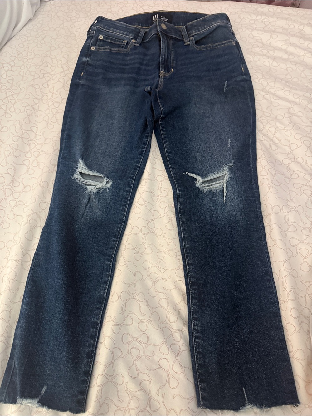 Old Navy Dark Blue High-Rise Distressed Jeans